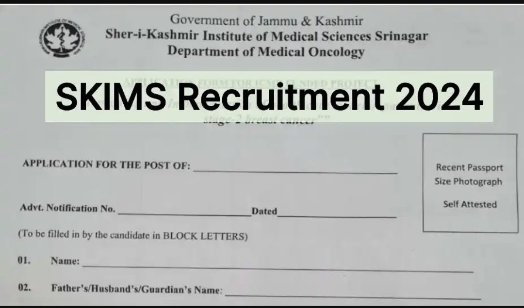 SKIMS Soura Recruitment 2024:Check details & apply online